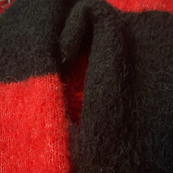YMC nubby wool Red Black Stripe sweater S - Picture 6 of 6